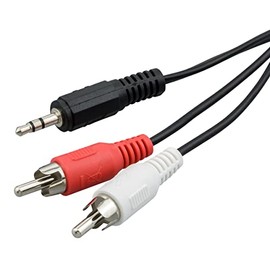 ecabo 10041 Stereo Cable 3.5 mm Jack to 2 x RCA Male RCA (Red/White) to 3.5 mm Jack Male Y-Cable for Hi-Fi, Stereo Systems, Receivers, Audio Devices, 3.00 m, Black