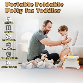 Lvpradior Portable Potty for Toddler Travel, Foldable Potty Training Seat for Boys Girls with 60pcs Trash Bag, Toddler Potty Chair for Home, Car, Outdoor Travel, Picnic, Beach (Orange)