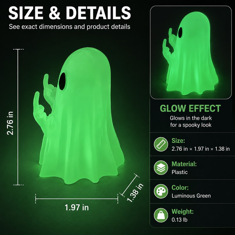 Halloween Ghost Statue Decor for Home – Glowing Spooky Resin