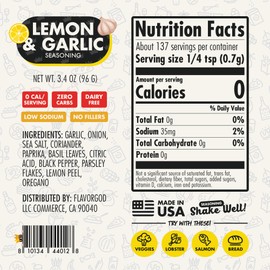 Lemon Garlic Seasoning Mix, 2 Bottles by Flavor God - Premium All Natural & Healthy Spice Blend for Chicken, Seafood & Vegetables - Kosher, Low Sodium, Gluten-Free, Vegan & Keto Friendly