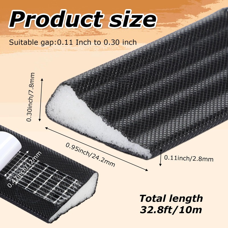 Innconee 32.8-ft Draft Stopper for Doors and Windows, Wedge-Shape Soundproofing