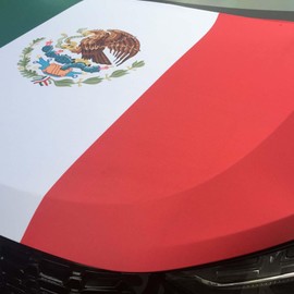 Mexico Car Hood Cover, Flag 4x5ft Car Bonnet Banner, Universal Fit, Elastic Polyester, Stretchable, Patriotic Automotive Hood Covers, Mexicans Patriot Gifts