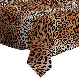 Q-Beans Rectangle Decorative Tablecloth [Size: 52 x 70 inch], Washable and Reusable Table Cloth Cover for Indoor and Outdoor (Animal Print Leopard Texture)