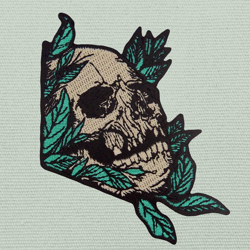 Rock and Roll Skull Embroidered Badge Iron on or Sew