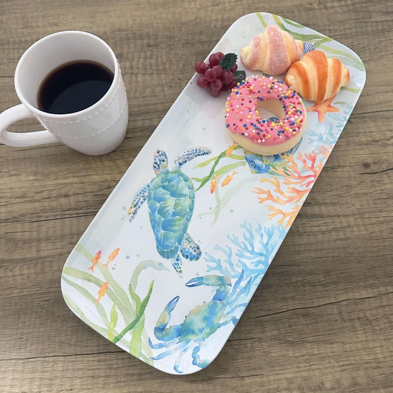 UPware Sea Life Serenade Melamine Serving Tray, 15 x 6.5