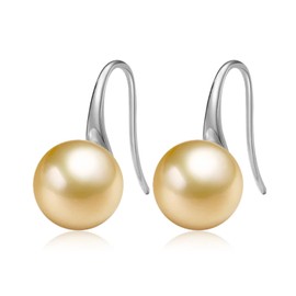JAXXEL Gold Pearl Earrings for Women,Pearl Drop Earrings 18K White Gold Plated Hypoallergenic Earrings Pearl Drop Earrings Fine Jewelry for Women Size 10MM