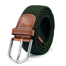 Fabric Belt Stretch Braided and Elastic Belt for Men and Women Length 100 cm to 130 cm - Green