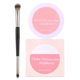 Concealing Cream Under Eye Brightener and Double-ended Eyeshadow Brush - Light Pink Concealer for Dark Circles, Correcting Eye Cream for A Radiant Look