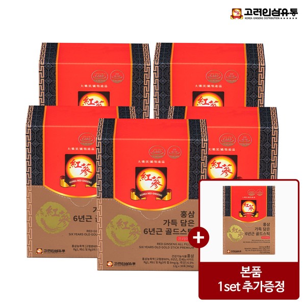 Korean Ginseng Distribution [On Sale] 5+1 set of 6-year-old gold sticks filled with red ginseng (shopping bag not included) / 고려인삼유통 [온세일]홍삼 가득 담은 6년근 골드스틱 5+1set (쇼핑백 미포함)