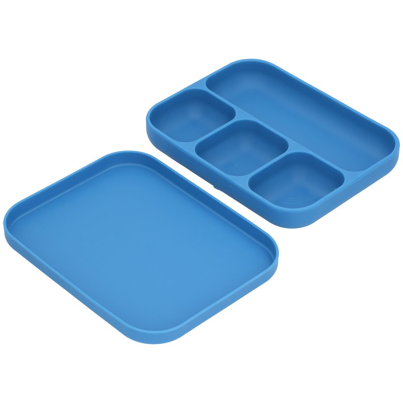 Baby Silicone Divided Food Plate with Lid Drop Resistant Suction