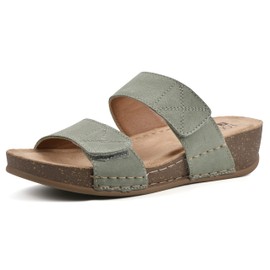 WHITE MOUNTAIN Women's Fervent Wedge Sandal, Sage Green/Suede, 10 M