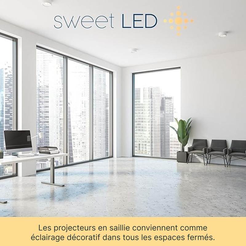 Sweet Led Ceiling spotlights, flat, surface-mounted spotlights, white, matt, surface-mounted
