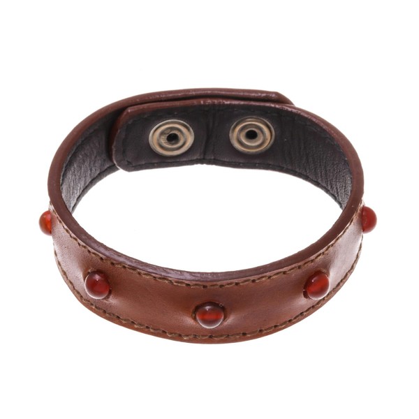 NOVICA Artisan Handmade Men's Chalcedony Beaded Wristband Bracelet Leather Thailand