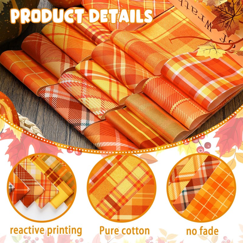 Hosuly 40 Pcs Fall Fabric Patchwork Roll Fall Buffalo Plaid