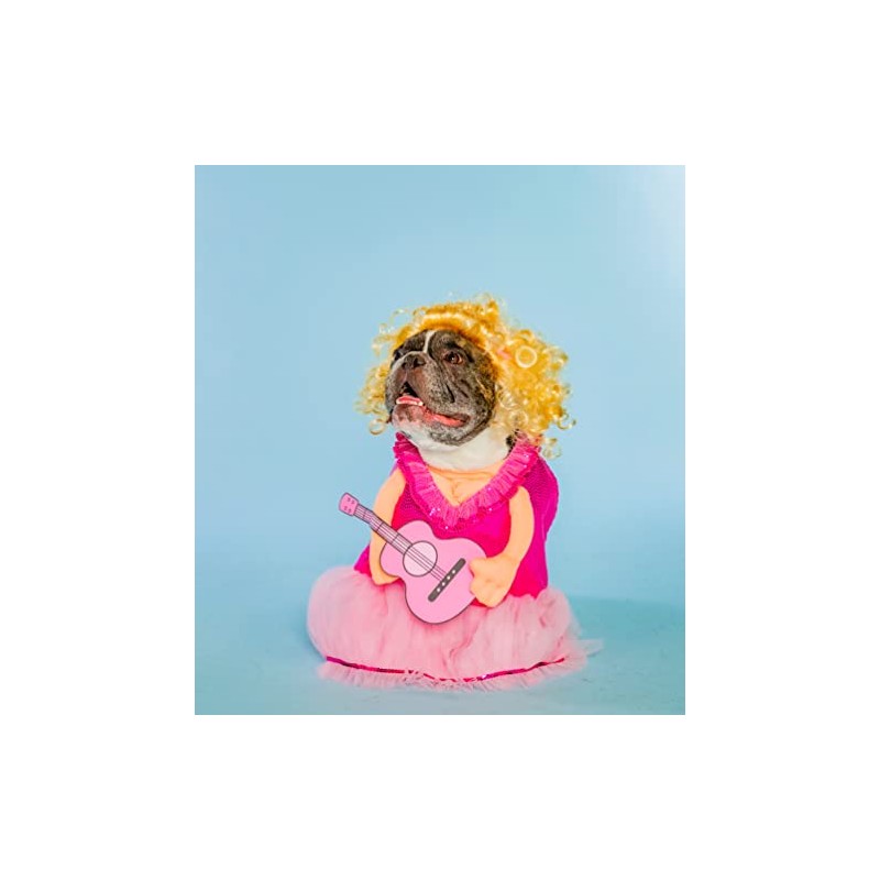 Doggy Parton Pink Dress, Guitar & Wig Set - XS/S