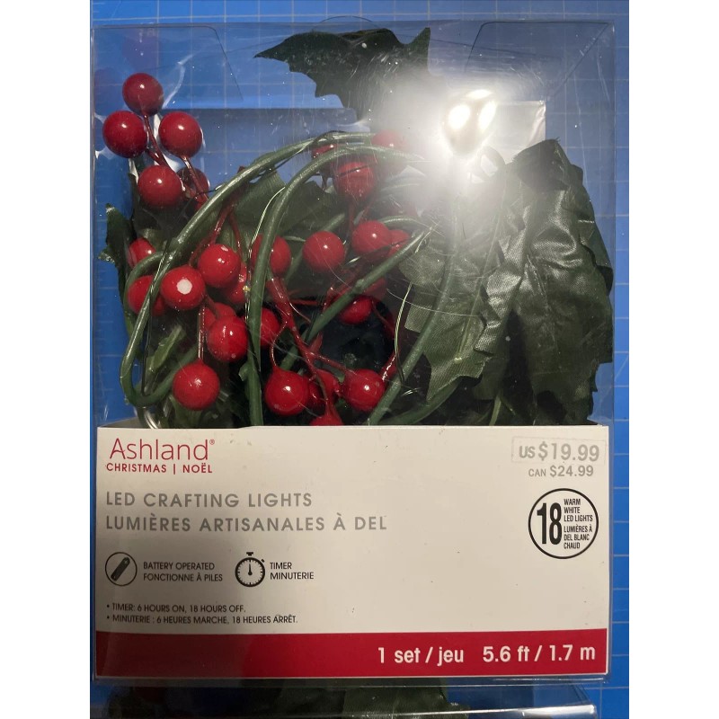 Ashland 5ft LED Holly Red Berry Christmas Crafting Lights Lot