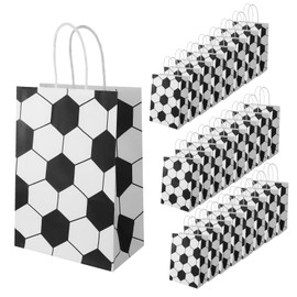 Motthjcw 24PCS Soccer Goodie Bags, Soccer Party Favors, Paper Small Gift Bags With Handles, Birthday Goodie Bags for Kids and Adults,for Boys and Girls Sports Theme Games Day (Small Pattern)