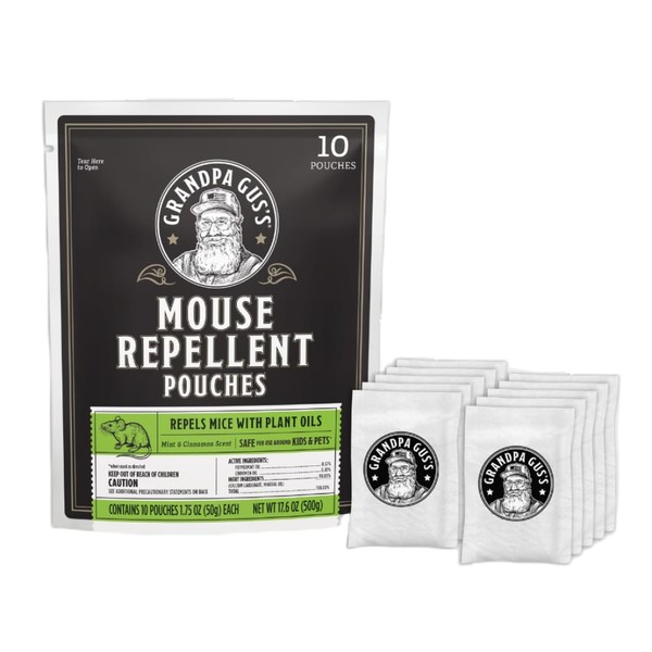 Grandpa Gus's Extra-Strength Mouse Repellent Pouches, Cinnamon/Peppermint Oils Repel Mice