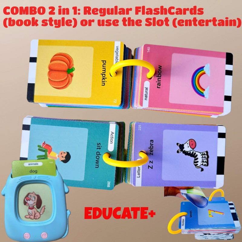 Unbreakable PVC Talking Flash Cards, Toddler Toys with 274 Sight