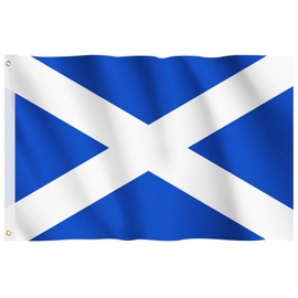 Scottish Flag, Hianjoo Scotland Flag 5ft x 3ft with Eyelets Coronation Decorations, Vivid Color Fade Proof Polyester Canvas Header Double Stitched National St Andrews Cross Flag 90 * 150CM