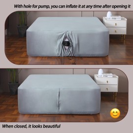 Antranfour Twin Fitted Sheet for Air Mattress,with 24 Inch Extra Deep Pockets,Ultra Soft Durable Breathable Bed Sheets Cover for Inflatable Air Bed,with Pump Opening,Inflate at Any Time-Gray