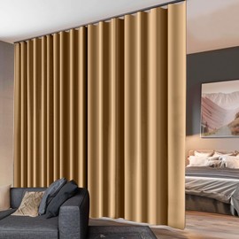 Room Divider Curtains Flexible Ceiling Tracks set Curtain track Ceiling Mount Blackout Curtain for Living Room Bedroom Ceiling Curtain Rod Privacy Dividers Panels W120 x H96 Khaki Drape & Black rail
