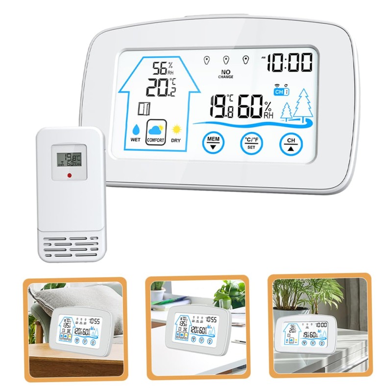 KONTONTY Wireless Weather Station Digital Thermometer Thermometer Portable Weather Station