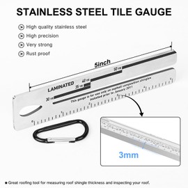 5 Packs 4/09 Shingle Gauge, Roof Gauge Tool, Pitch Gauge Roofing with Carabiner for Measuring and Analyzeing The Thickness of Roof Shingle