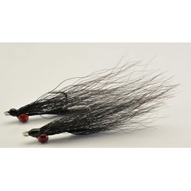 Clouser Minnow Fishing Flies - Black - Mustad Signature Duratin Fly Hooks - 6 Pack (Hook #6)