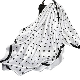 FAIRYGATE Silk Scarf Vintage Retro Polka Dots Square Scarfs for Women Head Neck Ladies Scarves Neckerchief White A2420