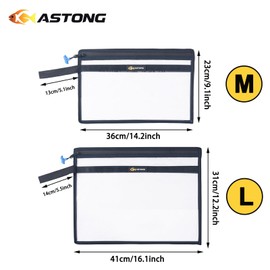 KASTONG 2 Layer Water-Proof Fishing Bait PVC Clear Storage Bag BaitShield Tackle Bag Storage for Bait Tackle Lures Soft Plastics and Fishing Gear Large Capacity 2 Size (1Pc Medium+1Pc Large)