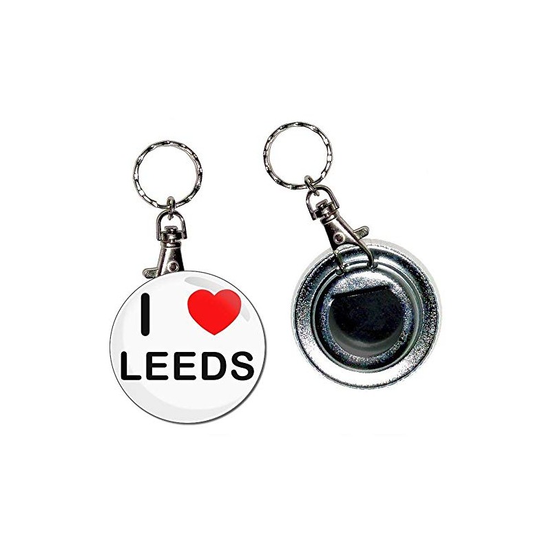 I Love Leeds - 55mm Button Badge Bottle Opener Key