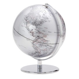 Torre & Tagus 8" Silver Desk Globe For Office Home on Metal Stand - Earth Globes For Adults as Home Decor Educational Home Earth Globe, World Globes With Stand For Living Room, Home Office (Latitude)