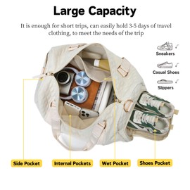 KEQIKAI Gym Bag for Men Women, Waterproof Small Sports Duffle Bag with Wet Pocket & Shoe Compartment, Carry On Weekender Bag, Black, Large, Modern