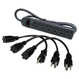 C2G Legrand 6-Outlet Power Strip with Power Strip Surge Suppressor, 4 Foot Power Extension Cord, 3 Outlet Saver Power Extension Cable Cords, Black, 1 Count, C2G 39995
