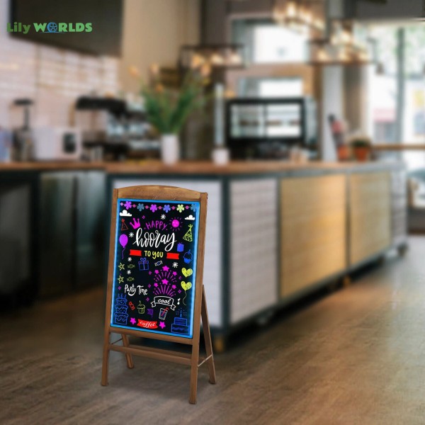 Unbranded LED Drawing Message Board Dryerase Chalkboard Easel Floor Advertising