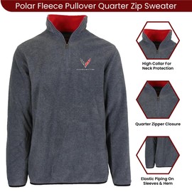 JH Design Men’s Chevy Corvette C8 Quarter Zip Fleece Sweatshirt 2 Colors (US, Alpha, Medium, Regular, Regular, Charcoal)