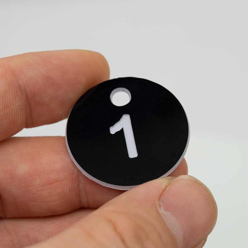 Black Plastic Engraved Number Plates without Key Rings 1-100