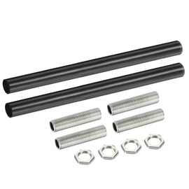 sourcing map Set of 2 Extension Rod Set M10 7.87 Inch Union Nut with Threaded Pipe Black