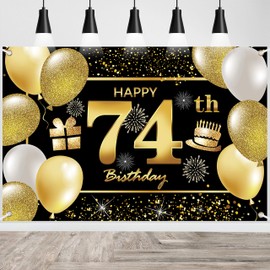 74th Happy Birthday Banner IMISI Birthday Decorations Backdrop for Party