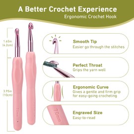 7mm Crochet Hook, Supers Smooth 7 mm Ergonomic Crochet Hooks for Beginner, Comfort for Arthritic, 1 Pack