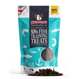 SKIPPER'S Fish Training Treats for Dogs - 80% Steamed Salmon & Trout, Grain Free Puppy Training Treats, All Natural Ingredients No Additives, Good for Digestion, Rich in Omega 3 | 3.5 Oz