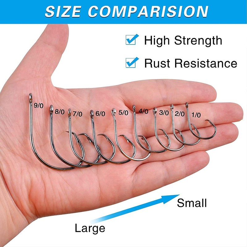 Fishing Hooks Ultra Point Circle Hooks,50PCS High Carbon Steel Offset