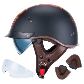 VCOROS Half Helmet Motorcycle DOT Approved Open Face Helmet F07 with Sun Visor and Quick Release Buckle for Adults Men and Women (Angel,XL)