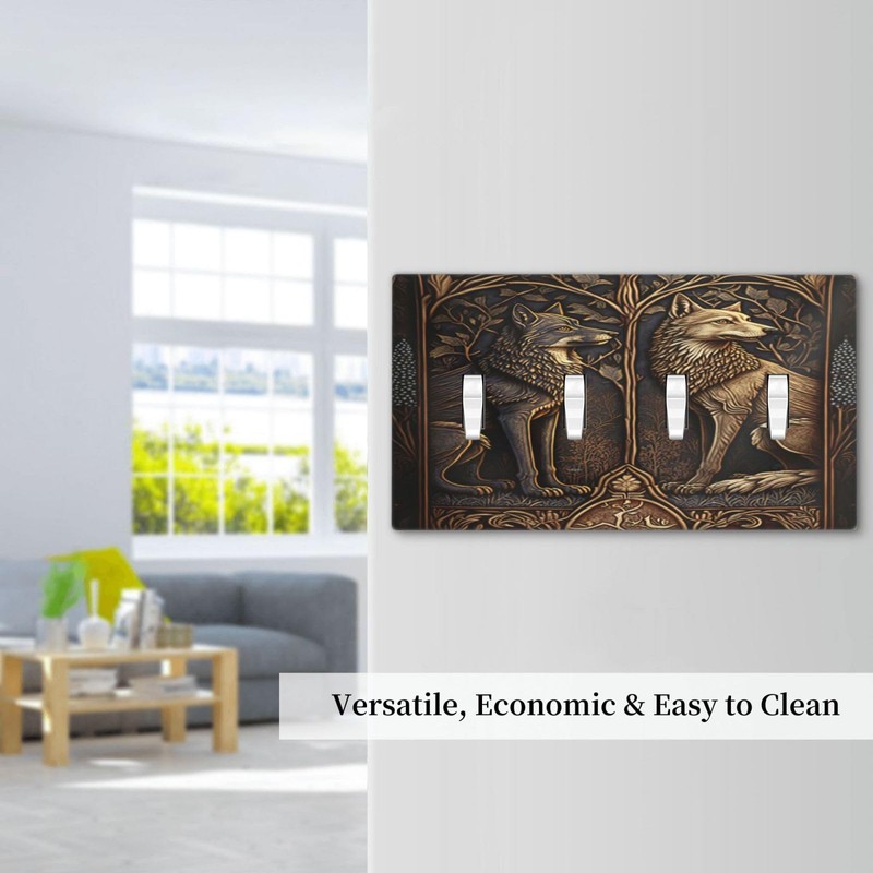 Medieval Of Two Wolves 4 Gang Decorative light switch plate