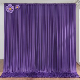 10ft x 10ft Wrinkle Free Purple Backdrop Curtain for Parties, Polyester Backdrop Drapes Panels 2 Panels 5x10ft for Photography Background Wedding Birthday Baby Shower Mermaid Party