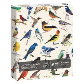 Vintage Bird Puzzles for Adults 1000 Pieces, Animal Hummingbird Puzzle of 36 Colorful Birds in North America, Bird Jigsaw Puzzles Nature