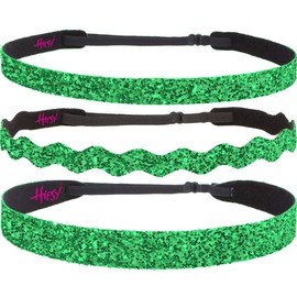 Hipsy REGULAR Size, Adjustable No Slip Sparkly Bling Mixed 3pk Headbands for Women Girls & Teens (Bling Glitter Mixed Green)