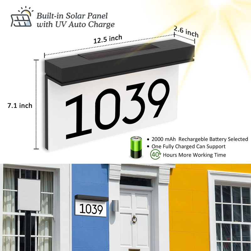 House Numbers Address Plaques For Houses Solar Powered, 3000K Warm