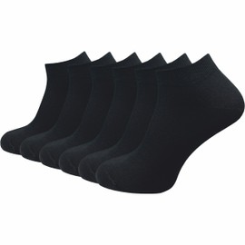 GAWILO Men's Trainer Socks Made of 100% Pure Cotton (6 Pairs | 10 Pairs) | Short & Thin Socks | Without Pressing Seam Over the Toes, Black | 6 Pairs